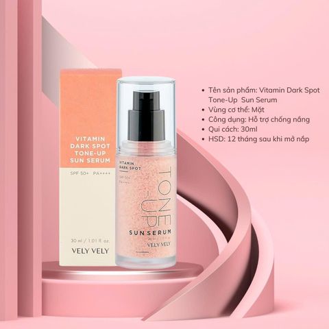 Serum Chống Nắng Vely Vely Vitamin Tone-Up SPF50+/PA++++ 30ml - Bảo Vệ Da, Kiềm Dầu, Dưỡng Trắng, Thẩm Thấu Nhanh, Thích Hợp Cho Da Nhạy Cảm