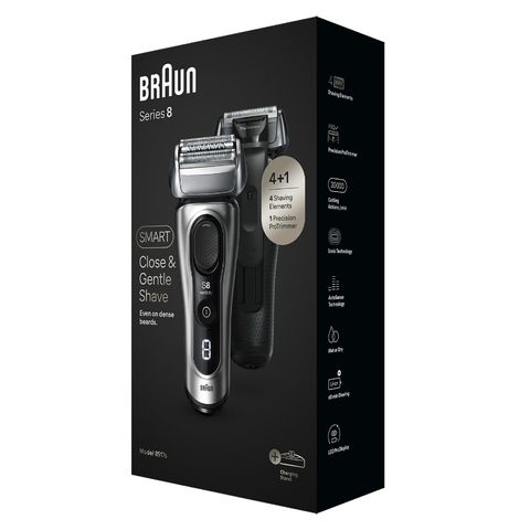 Máy Cạo Râu Braun Series 8 Thông Minh - Đầu Cạo Xoay 8 Hướng, Công Nghệ SyncroSonic, Sạc Tự Động, Sản Xuất Tại Đức