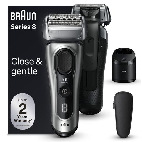 Máy Cạo Râu Braun Series 8 Thông Minh - Đầu Cạo Xoay 8 Hướng, Công Nghệ SyncroSonic, Sạc Tự Động, Sản Xuất Tại Đức