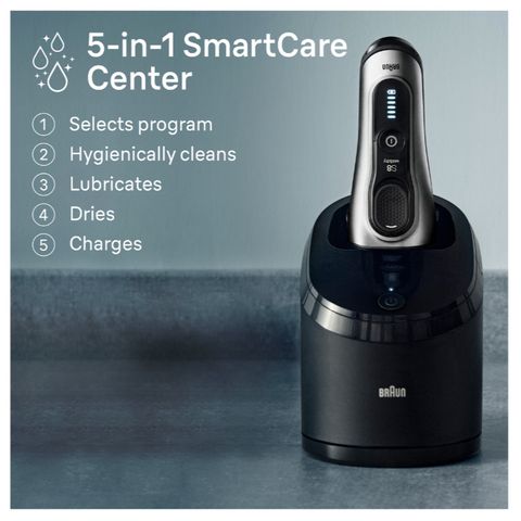 Máy Cạo Râu Braun Series 8 Thông Minh - Đầu Cạo Xoay 8 Hướng, Công Nghệ SyncroSonic, Sạc Tự Động, Sản Xuất Tại Đức
