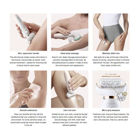 Máy Nhổ Tẩy Lông Braun Silk·épil 9 Flex SES 9020 3D - An Toàn, Hiệu Quả Cho Vùng Bikini, Nách Mịn Màng, Sử Dụng Khô & Ướt