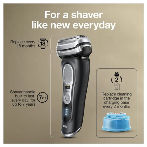 Máy Cạo Râu Điện Braun Series 9 Pro 9460CC, 5 Lưỡi Cắt, Công Nghệ AI Sóng Âm, Trạm Vệ Sinh 5 Trong 1 - Hàng Chính Hãng Đức