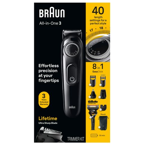 Tông Đơ Đa Năng Braun 8 in 1 - Cắt Tóc, Cạo Râu, Tỉa Lông Mũi & Tai, Pin Sạc 80 Phút, Có Thể Giặt, Bộ Tạo Kiểu Tất Cả Trong Một