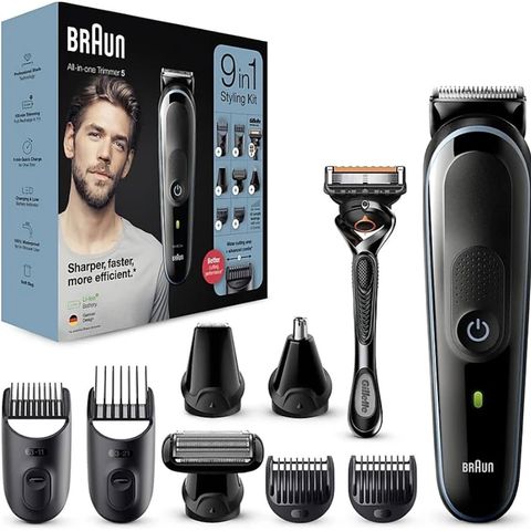 Tông Đơ Cắt Tóc Braun Series 5 9 In 1 - Đa Năng, Chống Nước, Dùng Trong Nhà Tắm, Lưỡi Dao Sắc, Thời Gian Chạy 100 Phút