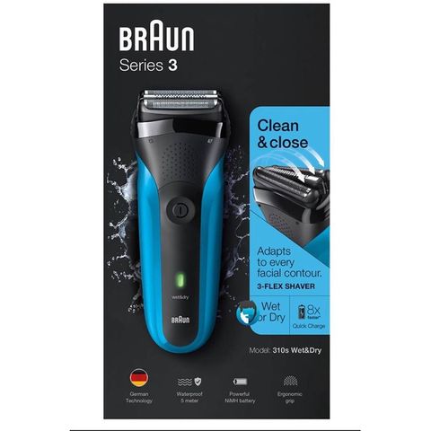 Máy Cạo Râu Điện Braun Series 3 310s - Cao Cấp Châu Âu, Thiết Kế Sang Trọng, Chống Nước, Bảo Hành 2 Năm