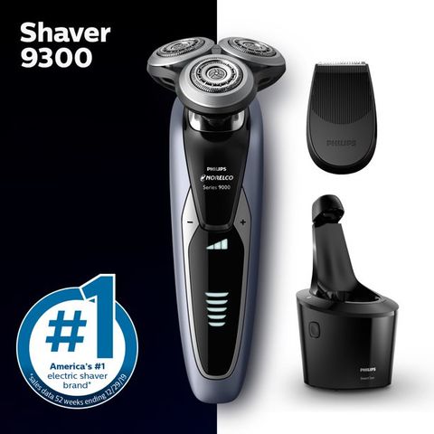 Máy cạo râu Philips Norelco 9300 - Máy cạo điện khô và ướt, công nghệ V-Track chính xác, cạo mượt mà, SmartClean tiện lợi, pin lithium-ion bền lâu.