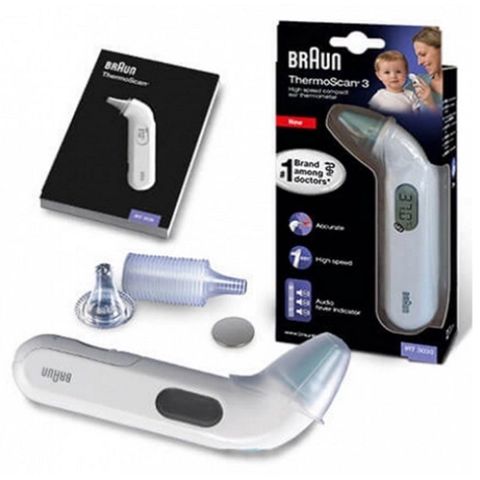 Nhiệt Kế Đo Tai Braun ThermoScan 3 IRT3030 - Chính Hãng, Đo Nhiệt Độ Nhanh Chóng và Chính Xác cho Trẻ Em và Người Lớn
