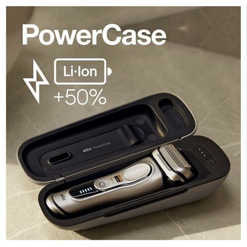 Hộp Sạc Dự Phòng Braun PowerCase - Bảo Vệ Máy Cạo Râu Series 9, 9 Pro, 8, Thời Gian Chạy 90 Phút, Di Động và Thích Hợp