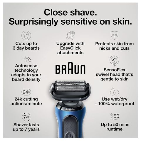 Máy Cạo Râu Đa Năng Braun Series 6 Chính Hãng - Khả Năng Cạo Mịn, Thiết Kế Chống Thấm, Pin L Lithium Ion Thời Gian Sử Dụng 50 Phút