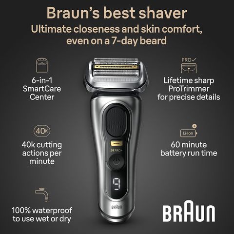 Máy Cạo Râu Braun Series 9 Pro+ 9567cc - Công Nghệ Cạo Sát, SmartCare 6 trong 1, Khô & ướt - Sản phẩm Đức Chính Hãng