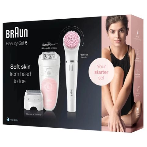 Máy Nhổ Lông Braun Silk-épil Beauty Set 5 6 trong 1 - Tẩy Lông, Cạo, Làm Sạch Da Mặt và Toàn Thân, Công Nghệ SensoSmart
