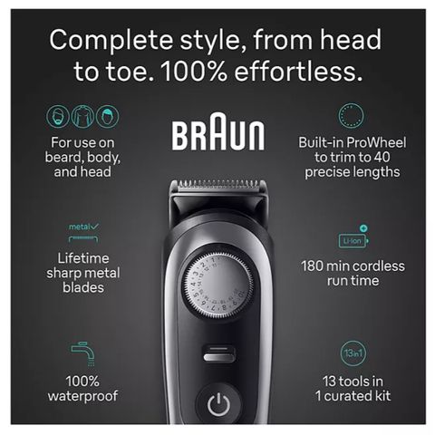 Tông Đơ Cắt Tóc Đa Năng Braun Series 9 9340 - Bộ Dụng Cụ 8 trong 1, Pin Li-Ion, Công Nghệ AutoSense, Đặt Độ Dài Tùy Chỉnh