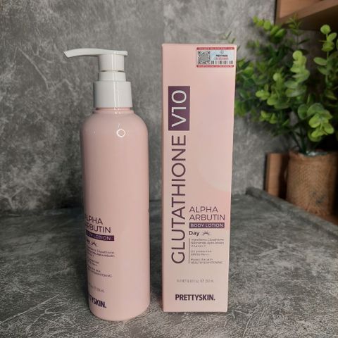 Kem Dưỡng Thể Trắng Da Ban Ngày Pretty Skin - Body Lotion Glutathione V10 Chống Nắng Giúp Làm Sáng Da và Giảm Nám Tàn Nhang 250ml