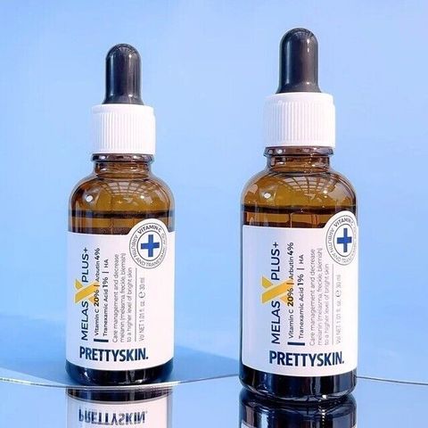 Tinh Chất Dưỡng Trắng Da Pretty Skin Melas Plus+ Vitamin C 20% & Arbutin 4% - Serum Mờ Thâm, Làm Sáng Da, Giảm Mụn, Chống Oxy Hóa