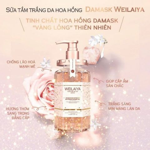 Sữa Tắm Trắng Da Cánh Hoa Hồng Damask Weilaiya 450ml - Chăm Sóc Da Dưỡng Ẩm, Nguyên Liệu Từ Bulgaria, Hương Nước Hoa Quyến Rũ