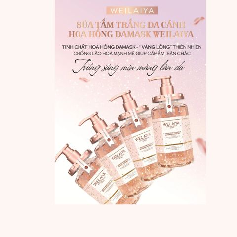 Sữa Tắm Trắng Da Cánh Hoa Hồng Damask Weilaiya 450ml - Chăm Sóc Da Dưỡng Ẩm, Nguyên Liệu Từ Bulgaria, Hương Nước Hoa Quyến Rũ