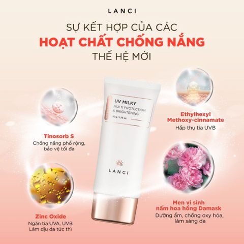 Sữa Chống Nắng Hạ Nhiệt Lanci UV Milky 50g - Bảo Vệ Da SPF 50, Dưỡng Ẩm và Làm Dịu Da, An Toàn Cho Da Nhạy Cảm