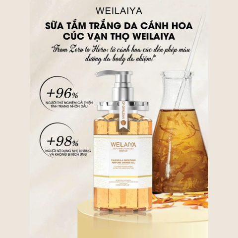 Sữa Tắm Trắng Da Cánh Hoa Cúc Vạn Thọ Weilaiya 450ml - Dưỡng Da Mịn Màng, Chống Viêm, Làm Sáng Tông Da, Chăm Sóc Toàn Thân