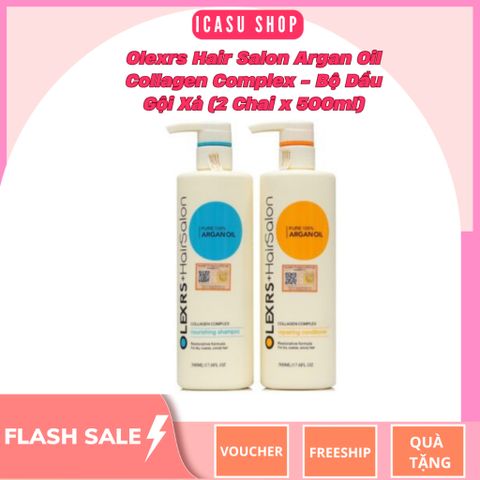 Bộ Dầu Gội Xả Olexrs Hair Salon Argan Oil Collagen Complex - Chăm Sóc Tóc Khô Xơ, Phục Hồi Tóc Gãy Rụng (2 Chai x 500ml)