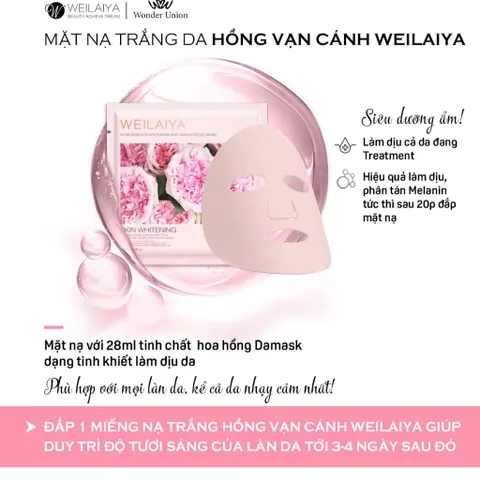 Mặt nạ trắng da từ hồng vạn cánh Weilaiya hộp 10 miếng [Cận date T9/2025]