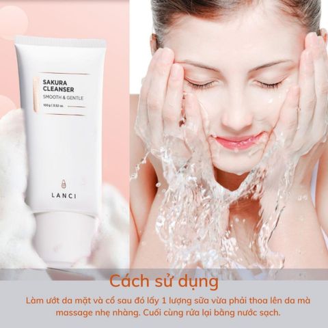 Sữa Rửa Mặt LANCI Sakura Cleanser 100g - Dịu Nhẹ, Làm Sạch Sâu, Cải Thiện Độ Ẩm, Dành Cho Da Nhạy Cảm