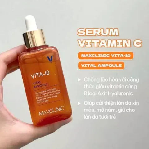 Tinh Chất Dưỡng Sáng Da Mờ Thâm Maxclinic Vita-10 Vital Ampoule 100ml - Dưỡng ẩm, làm sáng da, phục hồi sức sống cho mọi loại da