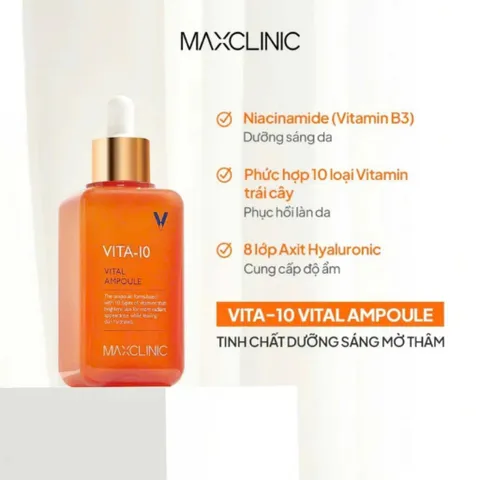 Tinh Chất Dưỡng Sáng Da Mờ Thâm Maxclinic Vita-10 Vital Ampoule 100ml - Dưỡng ẩm, làm sáng da, phục hồi sức sống cho mọi loại da