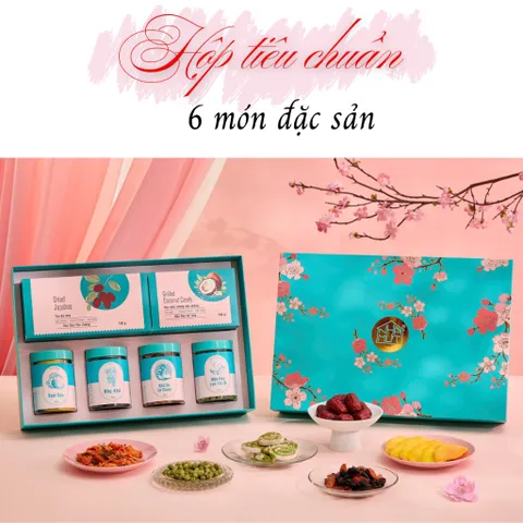 Hộp quà Tết 2025 sang trọng chất lượng kèm thiệp chúc Tết thương hiệu Nhà Mứt