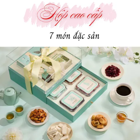 Hộp quà Tết 2025 sang trọng chất lượng kèm thiệp chúc Tết thương hiệu Nhà Mứt