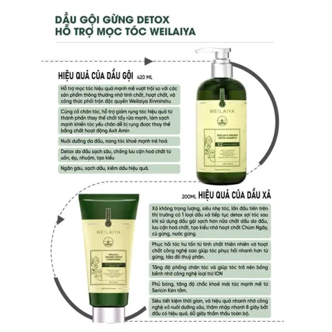 Bộ dầu gội xả gừng detox hỗ trợ mọc tóc Weilaiya Luxury