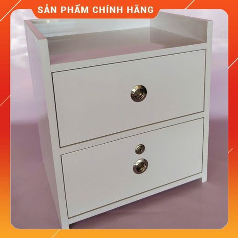 Tủ Đầu Giường Nhựa Cao Cấp 2 Ngăn Kéo Có Khóa Màu Trắng - Sản Phẩm Đã Lắp Sẵn, Tiện Ích Cho Không Gian Sống
