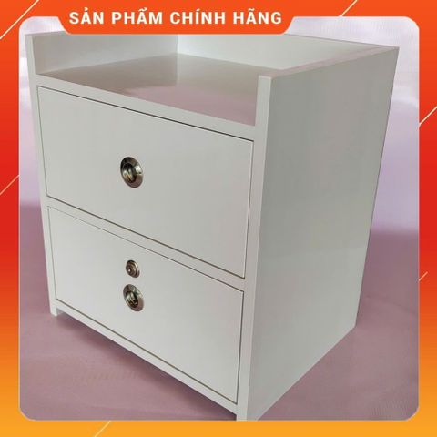 Tủ Đầu Giường Nhựa Cao Cấp 2 Ngăn Kéo Có Khóa Màu Trắng - Sản Phẩm Đã Lắp Sẵn, Tiện Ích Cho Không Gian Sống