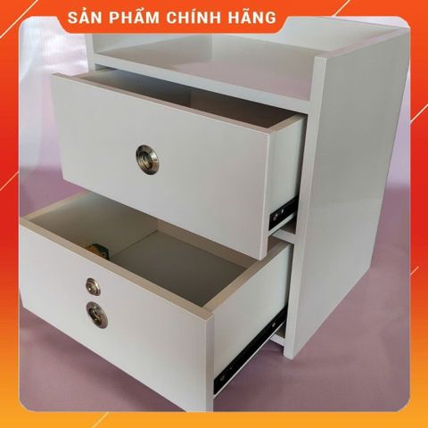 Tủ Đầu Giường Nhựa Cao Cấp 2 Ngăn Kéo Có Khóa Màu Trắng - Sản Phẩm Đã Lắp Sẵn, Tiện Ích Cho Không Gian Sống