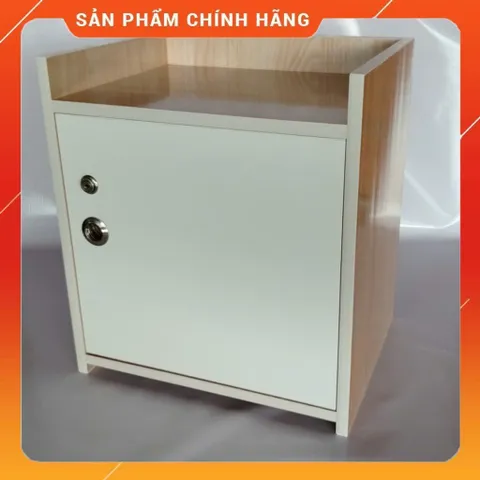 Tủ Đầu Giường 2 Ngăn Cánh Mở Màu Gỗ Sồi Trắng - Tiện Ích Trang Trí Phòng Ngủ, Hàng Đã Lắp Sẵn Chất Lượng Cao