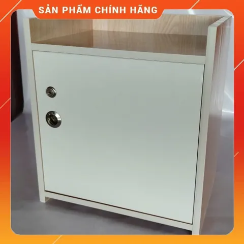 Tủ Đầu Giường 2 Ngăn Cánh Mở Màu Gỗ Sồi Trắng - Tiện Ích Trang Trí Phòng Ngủ, Hàng Đã Lắp Sẵn Chất Lượng Cao