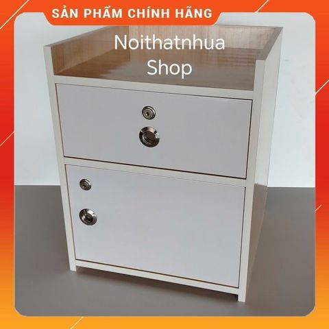 Tủ Đầu Giường Cỡ Lớn Đỉnh Lõm 50x40x40 Màu Gỗ Sồi - Đã Lắp Sẵn, Tiện Lợi, Sang Trọng, Hàng Loại 1