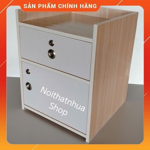 Tủ Đầu Giường Cỡ Lớn Đỉnh Lõm 50x40x40 Màu Gỗ Sồi - Đã Lắp Sẵn, Tiện Lợi, Sang Trọng, Hàng Loại 1