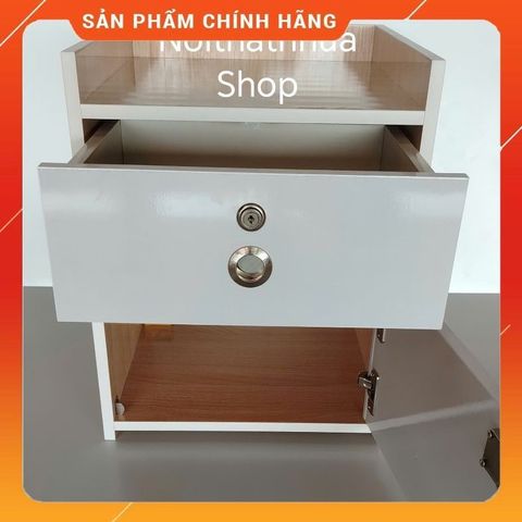 Tủ Đầu Giường Cỡ Lớn Đỉnh Lõm 50x40x40 Màu Gỗ Sồi - Đã Lắp Sẵn, Tiện Lợi, Sang Trọng, Hàng Loại 1