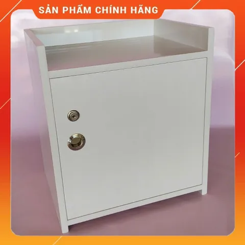 Tủ Đầu Giường 2 Ngăn Màu Trắng - Hàng Đã Lắp Sẵn, Chất Liệu Nhựa Nội Thất Cao Cấp, Bóng Mịn, Khóa An Toàn