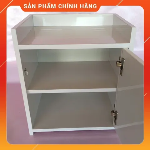 Tủ Đầu Giường 2 Ngăn Màu Trắng - Hàng Đã Lắp Sẵn, Chất Liệu Nhựa Nội Thất Cao Cấp, Bóng Mịn, Khóa An Toàn