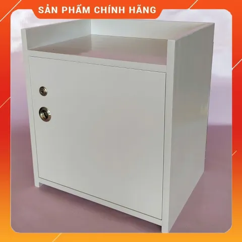 Tủ Đầu Giường 2 Ngăn Màu Trắng - Hàng Đã Lắp Sẵn, Chất Liệu Nhựa Nội Thất Cao Cấp, Bóng Mịn, Khóa An Toàn
