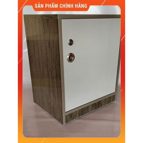 Tủ đựng đồ có bánh xe gỗ óc chó cánh trắng - Tiện lợi, cao cấp, chống thấm nước, dễ di chuyển - Hàng đã lắp ráp sẵn, kích thước 50x40x31cm