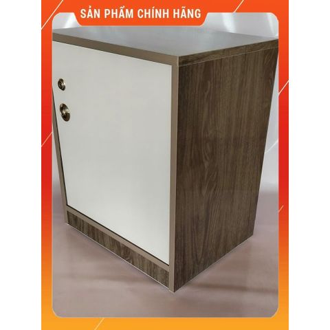 Tủ đựng đồ có bánh xe gỗ óc chó cánh trắng - Tiện lợi, cao cấp, chống thấm nước, dễ di chuyển - Hàng đã lắp ráp sẵn, kích thước 50x40x31cm