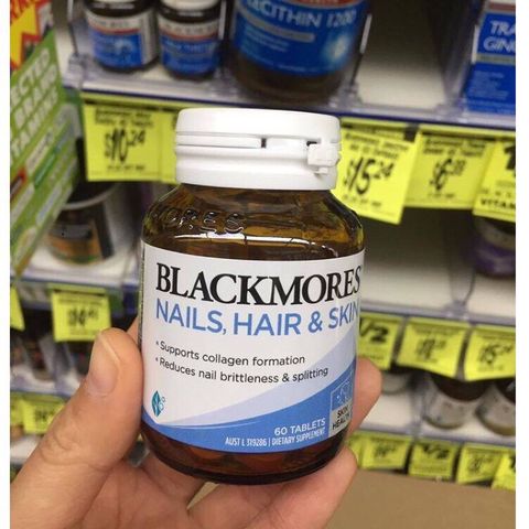 Viên Uống Dưỡng Da Tóc Móng Blackmores Hair, Nail and Skin 60 Viên - Cung Cấp Dưỡng Chất, Giúp Da Tươi Trẻ, Tóc Chắc Khỏe, Móng Bóng Đẹp