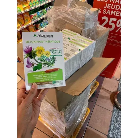 Detox hỗ trợ Thải đ/ộc gan ARKOFLUIDES DETOXIFIANT HEPATIQUE của Arkopharma 20 ống của Pháp