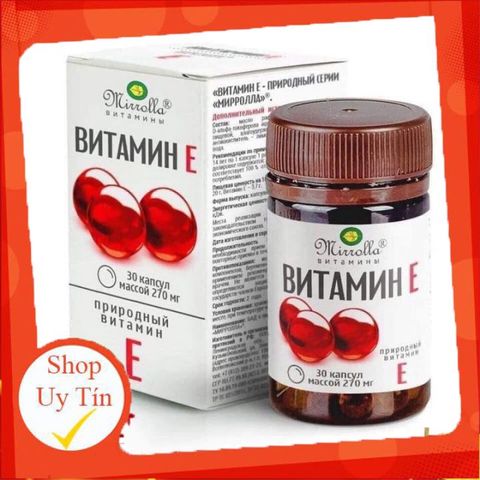 Vitamin E Đỏ Mirrolla 270mg - Viên Uống Làm Đẹp Da, Chăm Sóc Tóc, Giúp Da Trắng Sáng, Hỗ Trợ Mọc Tóc - Xuất Xứ Nga