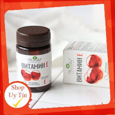 Vitamin E Đỏ Mirrolla 270mg - Viên Uống Làm Đẹp Da, Chăm Sóc Tóc, Giúp Da Trắng Sáng, Hỗ Trợ Mọc Tóc - Xuất Xứ Nga