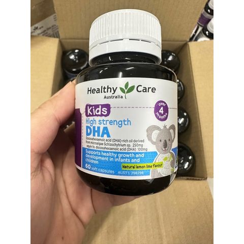Viên uống bổ sung DHA Healthy Care 60 viên - Hỗ trợ phát triển trí tuệ và thị lực cho trẻ em, hương chanh thơm tự nhiên