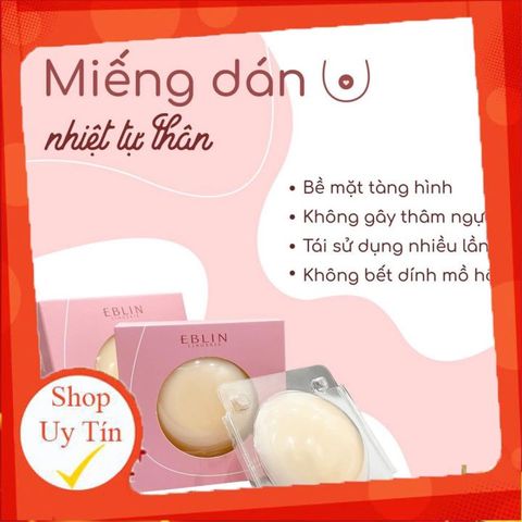 Miếng Dán Ngực Silicon Nhiệt Tự Thân EBLIN - Siêu Mỏng, Ôm Khít Không Cần Keo, An Toàn Và Dễ Dàng Vệ Sinh - Hộp 3 Cặp