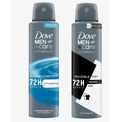 Xịt Khử Mùi Cơ Thể Nam Dove Men + Care 150ml - Chống Mồ Hôi 72h, Không Ố Vàng Áo, Xuất Xứ Đức